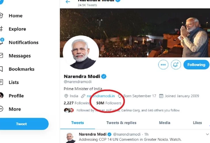 Twitter फॉलोअर्स वर्ल्ड टॉप-20 में अकेले नरेंद्र मोदी